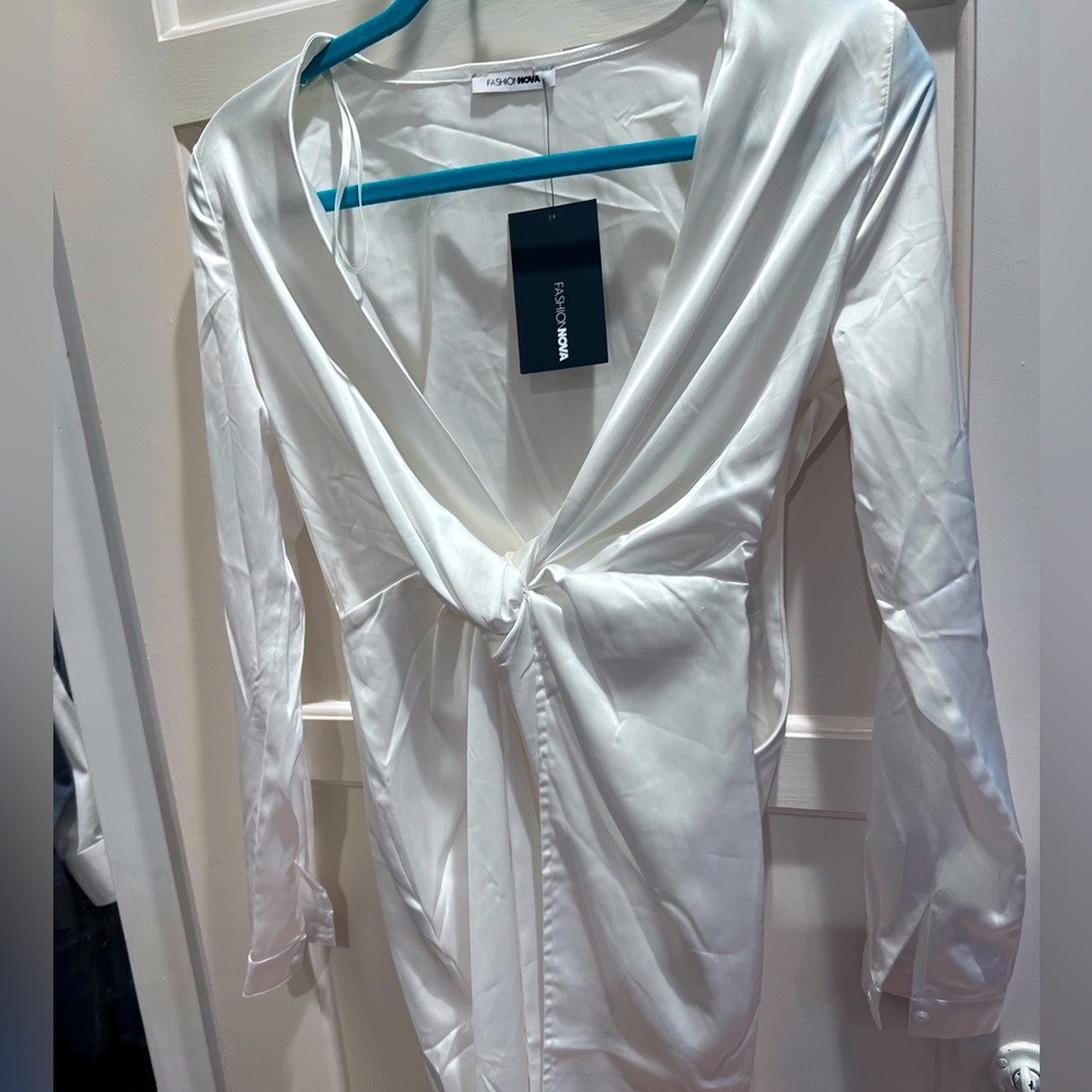White silk mini white dress